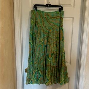 Lauren Ralph Lauren Vibrant Green and Yellow Maxi Skirt